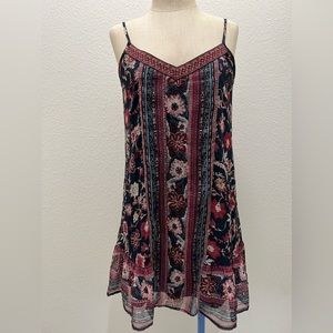 American Rag Cie Women's Spaghetti Strap Dress Blue/Pink Floral Print Medium